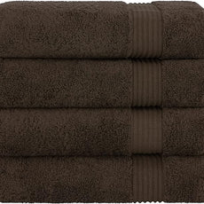 Cotton Paradise 4 Piece Turkish Bath Towels for Bathroom, 100% Cotton Extra Large Soft Plush Towels Bathroom Set, Brown