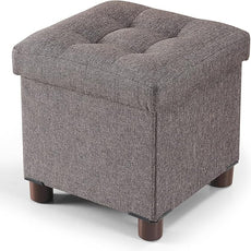 BRIAN & DANY Small Ottoman with Storage, Small Storage Ottoman, Folding Foot Stool with Wood Legs for Living Room and Bedroom Linen Rest Seat, 12.6