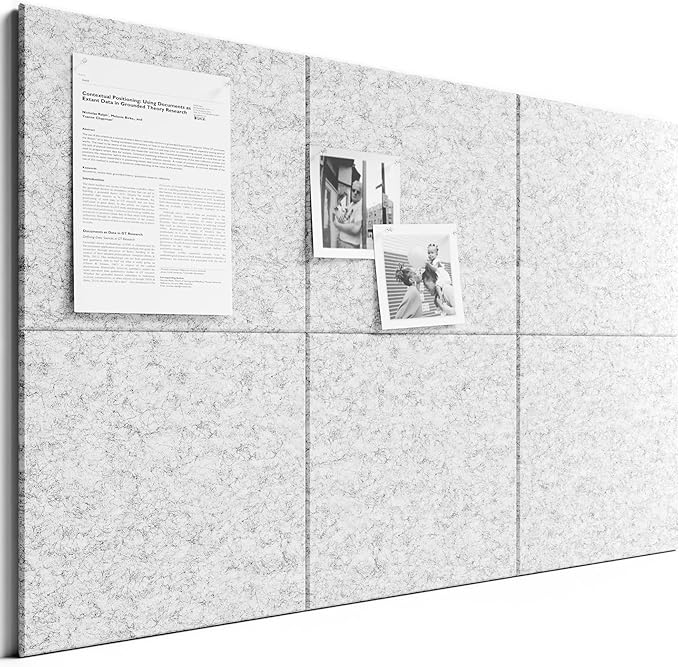 Bumusty Large Cork Board 36"x24" Alternative - 6 Pack Felt Wall Tiles with 40 Safe Removable Adhesive Tabs, 30 Pushpins, Cork Boards for Walls Pin Board Bulletin Board Office Decor (Marble Gray)