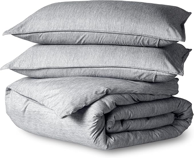 Bare Home Bedding Duvet Cover Full Size - Premium 1800 Super Soft Collection - Lightweight, Duvet Cover - Soft Textured Bedding (Full, Heathered Charcoal)