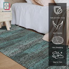 RUGSURE Washable Area Rug - 1/6 Thick - Stain & Water Resistant Non-Slip - Resistant Rug for Living Room, Bedroom, Nursery, Pet & Child Friendly, Vintage Charm Area Rugs (Green, 2'6'' x 8')