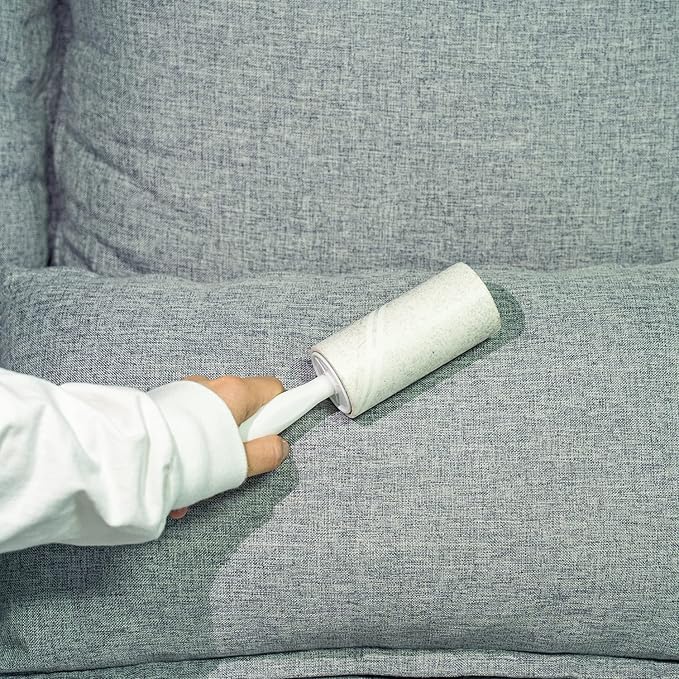 MELERIO Lint Rollers 6 Refills Full 420 Sheets with 1 Protective Cover Holder,1 Handle with 6 Extra Sticky Lint Roller Set for Clothes, Sofa, Bed, Carpet, Lint Roller for Pet Cat Hair Dog Hair, Dust