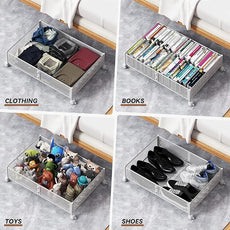 Under Bed Storage, Under the Bed Storage Containers with Wheels, Under Bed Shoe Storage Organizer Drawer for Bedroom Clothes Shoes Blankets -2Pack
