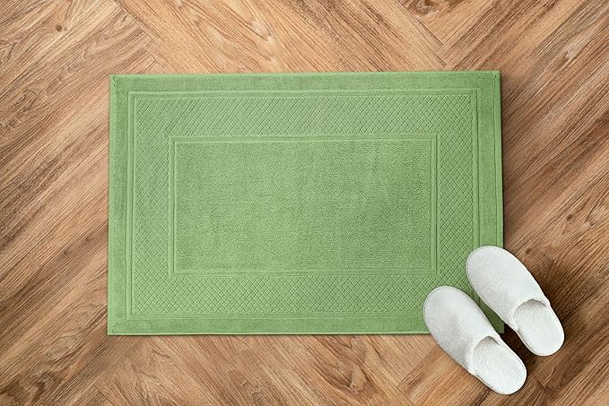 Avalon Towels Sage Green Bath Mat - 100% Cotton Set of 2 Absorbent Bathmat - Bathroom Mats Quick Dry Bath Mats for Bathrooms (22x34 Inches)