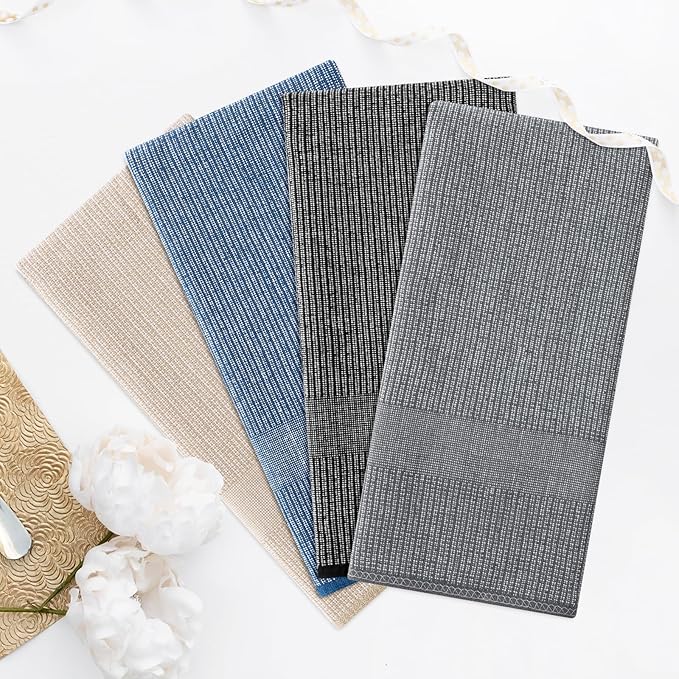 Homaxy Premium Kitchen Towels(18”x 28”, 8 Pack), Large Cotton Kitchen Hand Towels, Flat and Terry Dish Towels, 380 GSM Highly Absorbent Tea Towel Set with Hanging Loop, Mixed Color