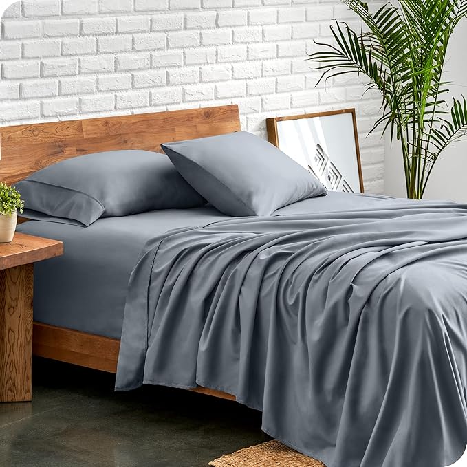 Bare Home Full Sheet Set - 1800 Ultra-Soft Microfiber Full Bed Sheets - Double Brushed - Deep Pockets - Easy Fit - 4 Piece Set - Bed Sheets (Full, Steel Blue) BareHome
