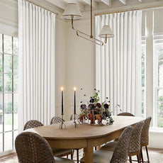 Ivory White Pinch Pleated Extra Wide Linen Curtains 84 Inches Long for Patio Sliding Glass Door 70 Inch Wide Pleated Drapes with Hooks Rings Semi Sheer 70x84 Curtain for Living Room 1 Panel