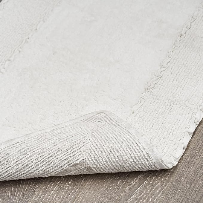 Laura Ashley Ruffle Border 100% Cotton Bath Rug, White, 17"x 24"