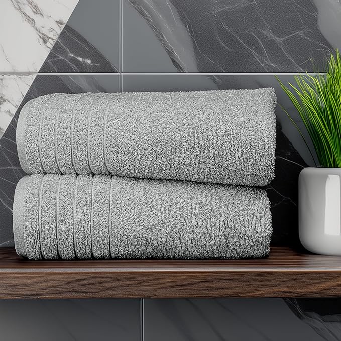 Tens Towels Pack of 2 Extra Large Bath Sheets 35 x 70 Inches, 100% Cotton, Larger & Lighter Weight, Quicker to Dry, Super Soft & Absorbent, Oversized Bath Towels, Cool Grey