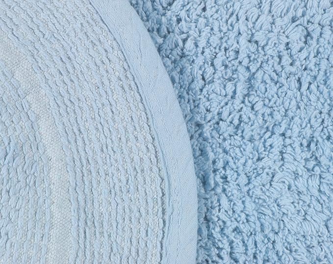 Home Weavers Double Ruffle Collection 100% Cotton Bathroom Rugs Set, Washable Rug, Thick Extra Soft and Absorbent Bath Rug, Kitchen Mat, Bath Mat Set, Bath Floor Mat Non Slip, 21"x54" Runner, Blue