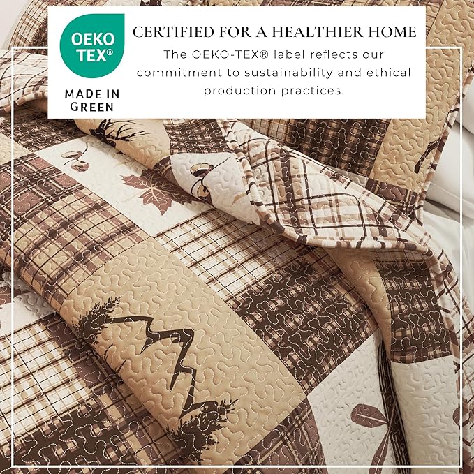 Great Bay Home Lodge Bedspread Twin/Twin XL Size Kid's Quilt Set with 1 Sham. Cabin 2-Piece Reversible All Season Quilt Set. Rustic Quilt Coverlet Bed Set. Redwood Collection.