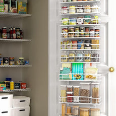 Moforoco White 9-Tier Over The Door Pantry Organizer, Pantry Organization And Storage, Metal Hanging Spice Rack Shelves Door, Home & Kitchen Essentials, Laundry Room Bathroom Organization