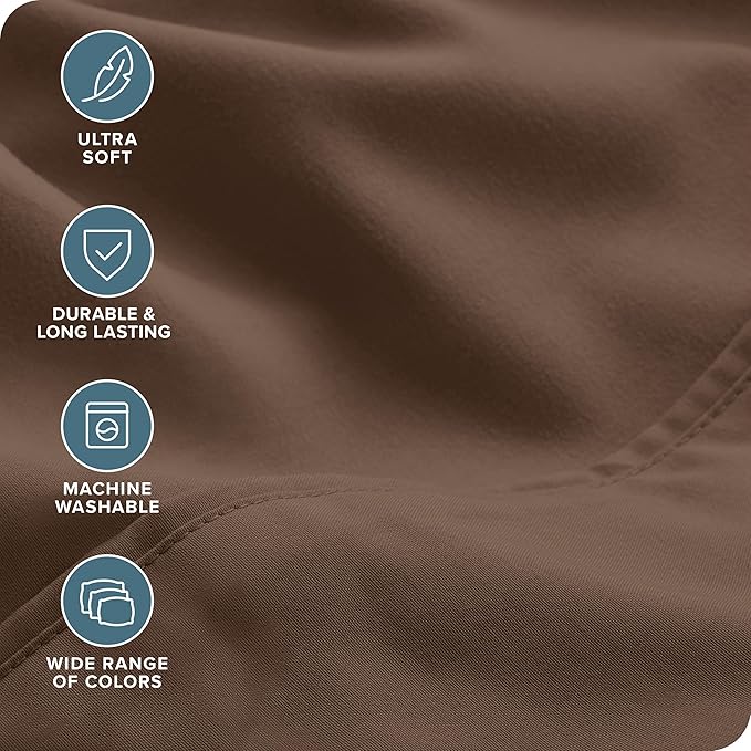 Bare Home Hotel Luxury Queen Sheet Set, Extra Soft - 6 Piece Set - Deep Pockets - Easy Fit - Cooling & Breathable - Wrinkle, Fade, Stain Resistant - Includes 4 Pillowcases (Queen, Cocoa)