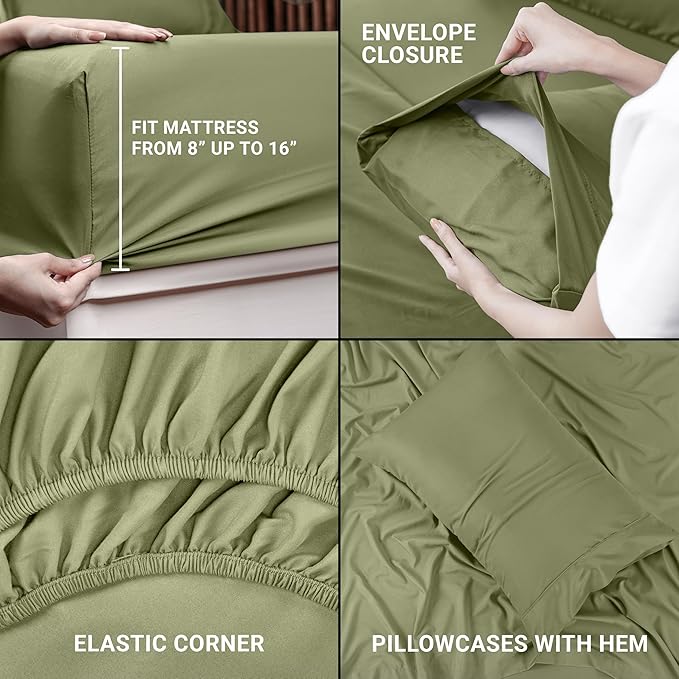 Utopia Bedding Twin Bed Sheets Set - 3 Piece Bedding - Brushed Microfiber - Shrinkage and Fade Resistant - Easy Care (Twin, Olive)