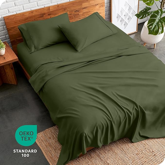 Bare Home Full Sheet Set - Luxury 1800 Ultra-Soft Microfiber Full Bed Sheets - Double Brushed - Deep Pockets - Easy Fit - 4 Piece Set - Bedding Sheets & Pillowcases (Full, Cypress) BareHome