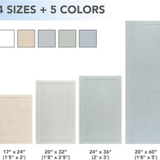 Arkwright 100% Cotton Bathroom Rug - High Absorbent Stylish Textured Woven Design Bath Mat, Slip Resistant Backing for Shower and Bathtub Floor, 20x60 in - Grey