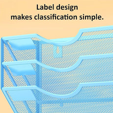 Kuntine.B Wall File Organizer (Blue, 3 Tier)