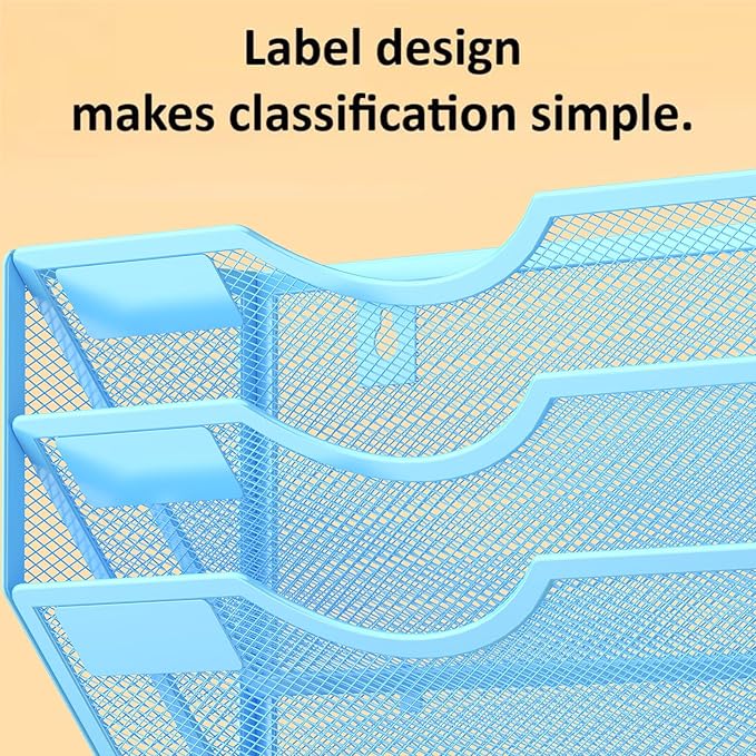 Kuntine.B Wall File Organizer (Blue, 3 Tier)