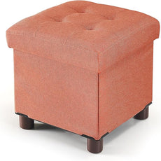BRIAN & DANY Small Ottoman with Storage, Small Storage Ottoman, Folding Foot Stool with Wood Legs for Living Room and Bedroom Linen Rest Seat, 12.6