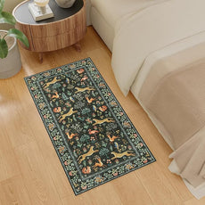 DUKINO 2x4 Rug for Hallway, Washable Kitchen Runner Rug with Non Slip Backing, Soft Low Pile Vintage Animal Runner for Bedroom, Kitchen, Hallway, Entryway, Laundry, Black