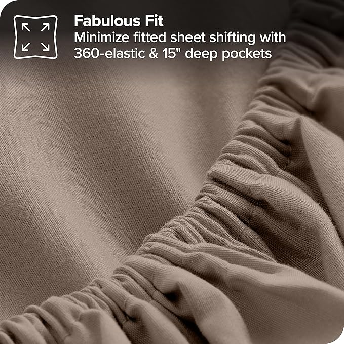 Bare Home Bed-in-A-Bag 7 Piece Comforter & Sheet Set - California King - Goose Down Alternative - Ultra-Soft 1800 Premium Bed Set (Cal King, Taupe/Taupe)