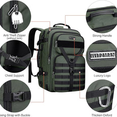 WITZMAN Carry On Travel Backpack for Men Large Convertible 45L Fit 17 Inch Laptop Backpack 3 in 1 Bag for Airline Approved(B688 Army Green)