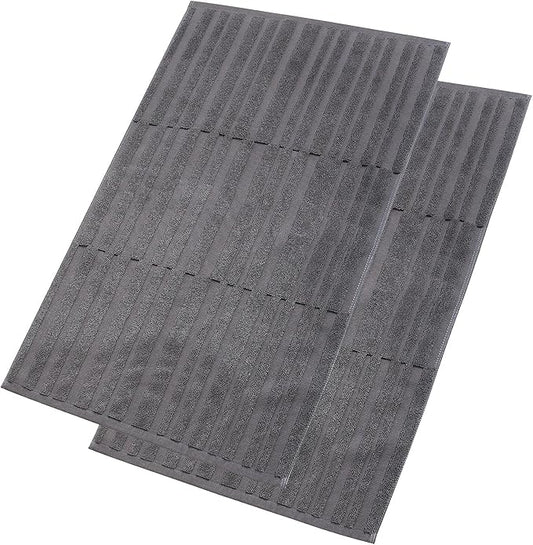 SEMAXE Bath Mat for Bathroom 2-Pack, 100% Cotton Non-Slip Mats [Not a Bathroom Rug], Super Absorbent and Soft Floor Towels, Machine Washable Shower Foot Towels, Charcoal Gray