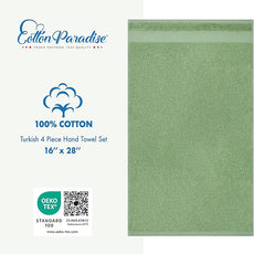 Cotton Paradise Hand Towels for Bathroom, 100% Cotton Turkish 4 Piece Hand Towel Set, Soft Absorbent Face Towels, Sage Green Hand Towels