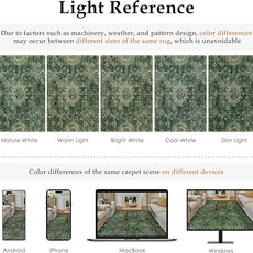 9x12 Green Vintage Area Rug for Living Room Bedroom Distressed Rustic Large Carpet Non-Slip Low Pile Lightweight Vacuumable Soft Washable Throw Rug for Indoor Dining Room