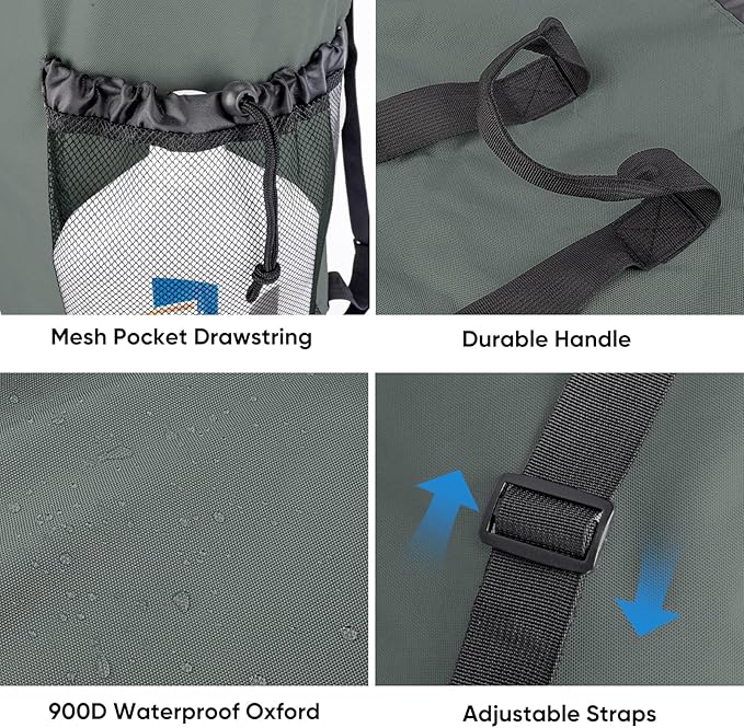 BALEINE 150L Laundry Bag Backpack, 900D Oxford Fabric Large Travel Laundry Bags with Shoulder Straps and 2 Mesh Pockets for College Dorm, Apartment, Laundromat (Dark Grey, 150L)