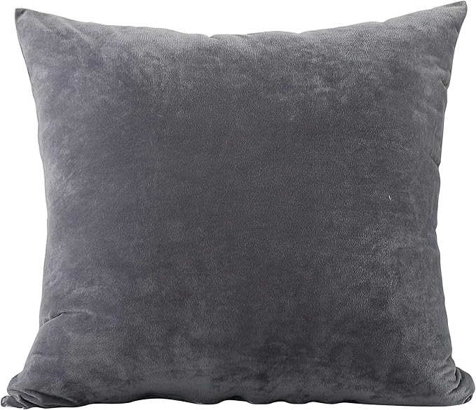 EVOLIVE Soft Micromink Euro Sham Cover Pillowcase Replacement with Zipper Closure (26"x26" Euro Sham, Grey)