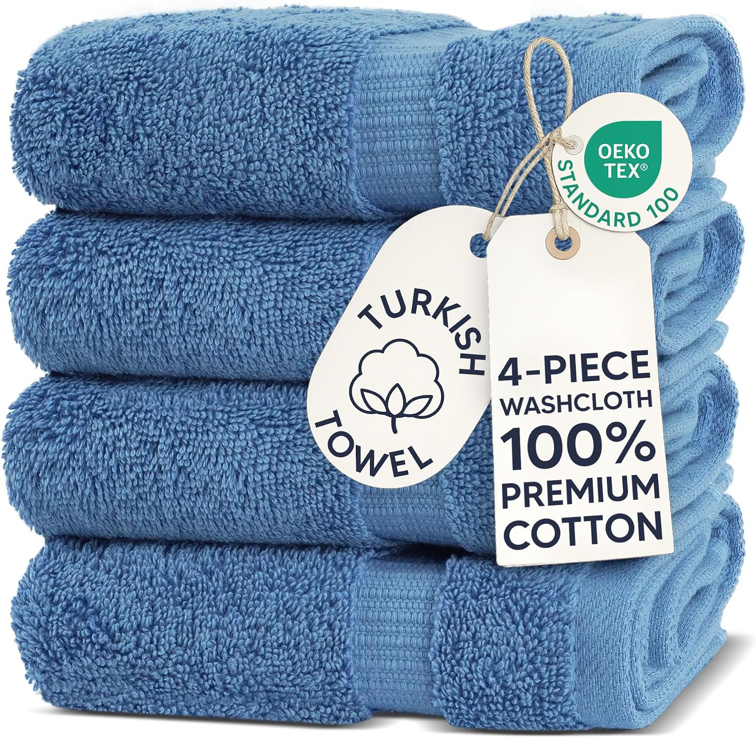 Chakir Turkish Linens 4 Piece Bath Towel Set, 100% Cotton Luxury Turkish Towels for Bathroom, Soft Absorbent Bath Towels, 27 x 54 Inches, Gray