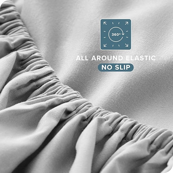 Bare Home Split King Sheet Set - 1800 Ultra-Soft Microfiber Double Brushed - Deep Pockets - 5 Piece Set - 2 Twin XL Fitted Sheets, 1 King Flat Sheet, and 2 King Pillowcases (Split King, Cloud Grey) BareHome