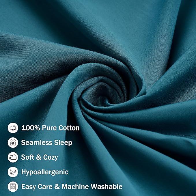 100% Cotton Body Pillow Case Cover with Zipper Wrinkle-Free, 400 Thread Count Super Soft Pillow Case for Body Pillow, Cooling Long Pillow Protector 21" x 54" Dark Teal