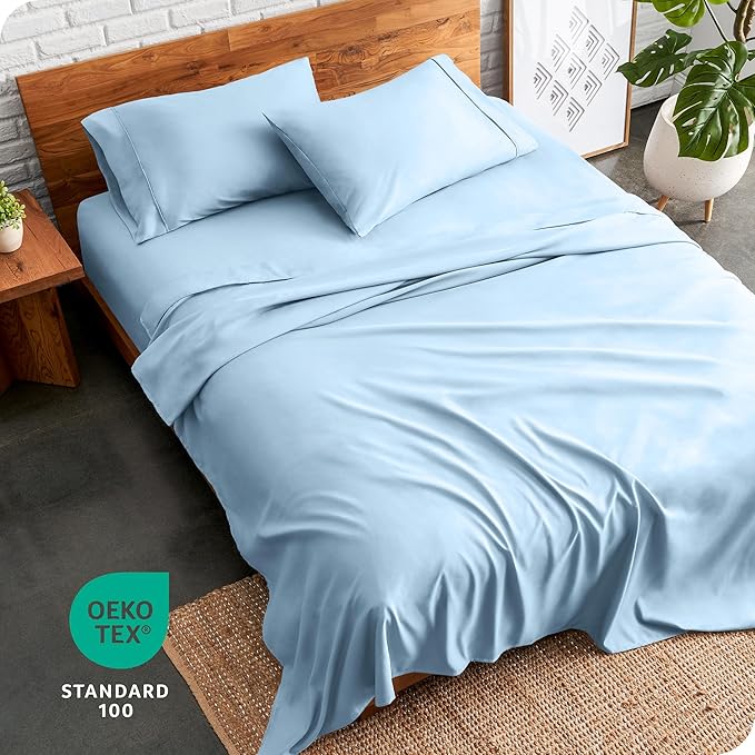 Bare Home Split King Sheet Set - 1800 Ultra-Soft Microfiber Bed Sheets - Double Brushed - Deep Pockets - Easy Fit - 5 Piece Set - Bed Sheets & Pillowcases (Split King, Light Blue) BareHome