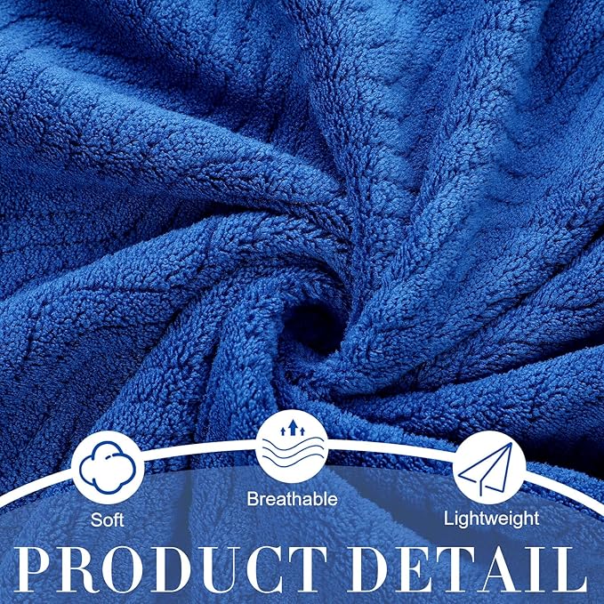 4 Pcs Oversized Bath Towels, 40 x 80 Inch Extra Large Coral Fleece Soft and Absorbent Bath Sheets, Lightweight Shower Towels for Home, Spa, Beach, Pool (Navy Blue)