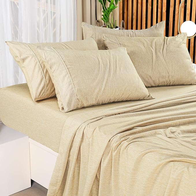 Utopia Bedding King Sheet Set – 4 Piece Bed Sheets for King Size Bed, Soft and Breathable Microfiber, Includes 1 Fitted Sheet, 1 Flat Sheet and 2 Pillowcases (Heather Oatmeal)