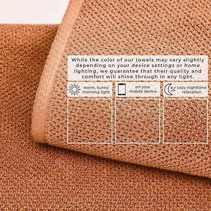 Great Bay Home 100% Cotton 12-Pack 13x13 Wash Cloth - Absorbent, Quick-Drying, Durable Face Towels for Bathroom Decor - Low-Twist, Two-Ply Fibers (Clay)