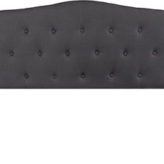 EMMA + OLIVER Arched Button Tufted Queen Size Headboard in Dark Gray Fabric