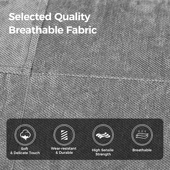 MAISON ARTS Counter Height Bar Stools Set of 4 for Kitchen Counter Solid Wood Legs with Fabric Saddle Seat Farmhouse Barstools for 34"-38" Counter Island Upholstered Stools, 24in, Grey Cushion