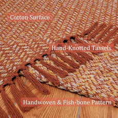 Lahome Boho Fall Kitchen Rug, 2x3 Bathroom Rug Lightweight Indoor Door Mats for Entryway Small Cotton Area Rug with Tassels, Farmhouse Washable Throw Rugs Low Pile Carpet for Bedroom