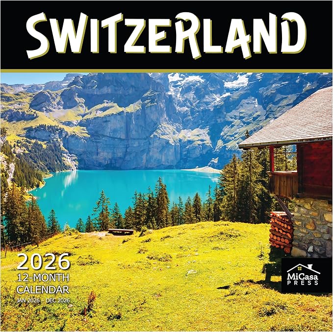 MICASA PRESS Switzerland 2026 Wall Calendar 12 Month | 12" x 24" Open | Thick & Sturdy Paper | Holiday Gift | Swiss Europe Travel Calendar 2026