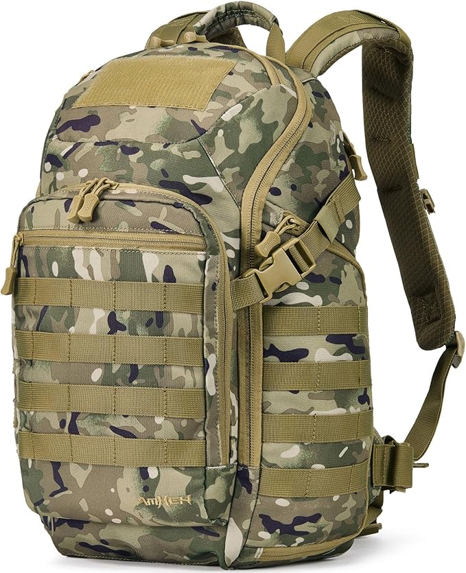 32L Military Tactical Backpack - Rugged Molle Assault Pack Fits 17 Inch Laptop for Survival Hiking Outdoor Travel Work (Camo)