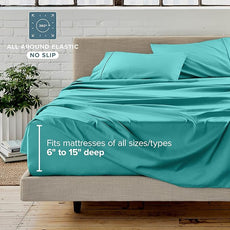 Bare Home Bed-in-A-Bag 5 Piece Comforter & Sheet Set - Twin XL - Goose Down Alternative - Ultra-Soft 1800 Premium Bed Set (Twin XL, Turquoise/Turquoise)