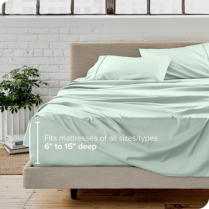 Bare Home Split Head Flex King Sheet Set - 1800 Ultra-Soft Microfiber Bed Sheets - Double Brushed - Deep Pockets - Easy Fit - 4 Piece Set - FlexTop Bedding Sheets (Split Head Flex King, Spring Mint) BareHome