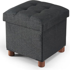 BRIAN & DANY Small Ottoman with Storage, Small Storage Ottoman, Folding Foot Stool with Wood Legs for Living Room and Bedroom Linen Rest Seat, 12.6
