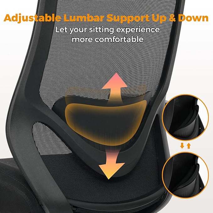 High Back Office Chair, Big and Tall Office Chair Ergonomic Comfy Chair Executive Desk Chair for Heavy Duty People 450Lbs Computer Chair with Adjustable Lumbar Support & Flip-up Arms