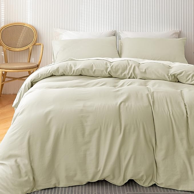 HeimenAogo Egyptian Cotton Duvet Cover Set Twin/Twin XL, Ultra Soft and Breathable Comforter Set with Zipper Closure, High Thread Count Long Staple Cotton Blanket Cover 2pcs 68"×90", Mist