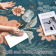 Lahome Floral Washable Entryway Rug, 2X3 Soft Kitchen Rugs Non-Slip, Ultra-Thin Door Mat Indoor Entrance Stain Resistant Boho Small Throw Carpet for Bathroom Bedroom Entry, Navy Blue