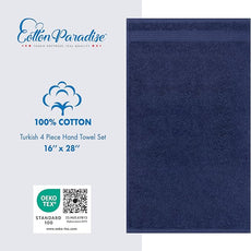 Cotton Paradise Hand Towels for Bathroom, 100% Cotton Turkish 4 Piece Hand Towel Set, Soft Absorbent Face Towels, Navy Blue Hand Towels